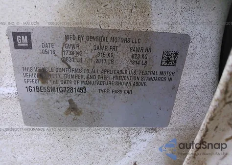 2016 Chevrolet Cruze Lt from USA, damaged, VIN 1G1BE5SM1G7281453